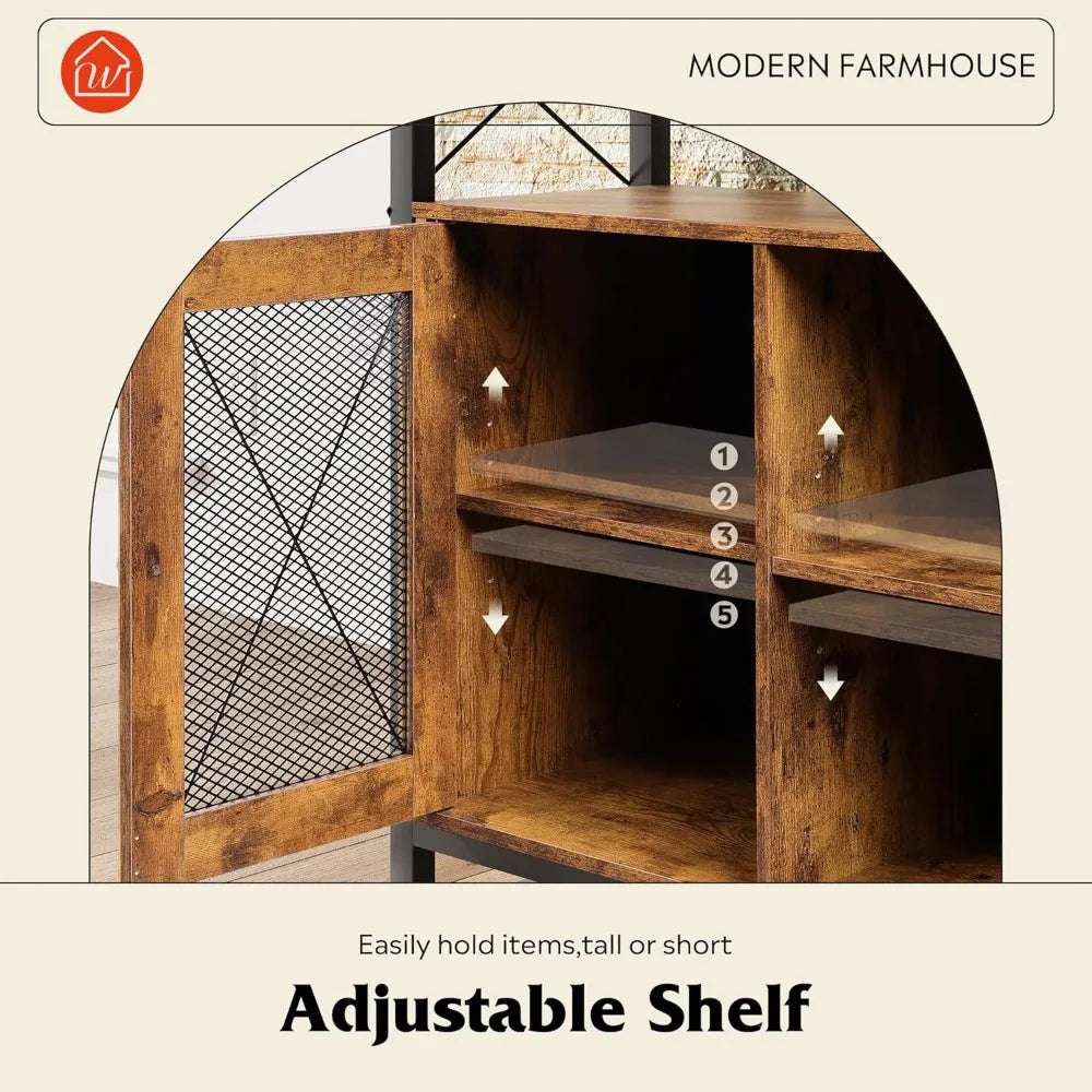 Ljustra Tall TV Stand 55 Inch Rustic Storage Console for Living Room