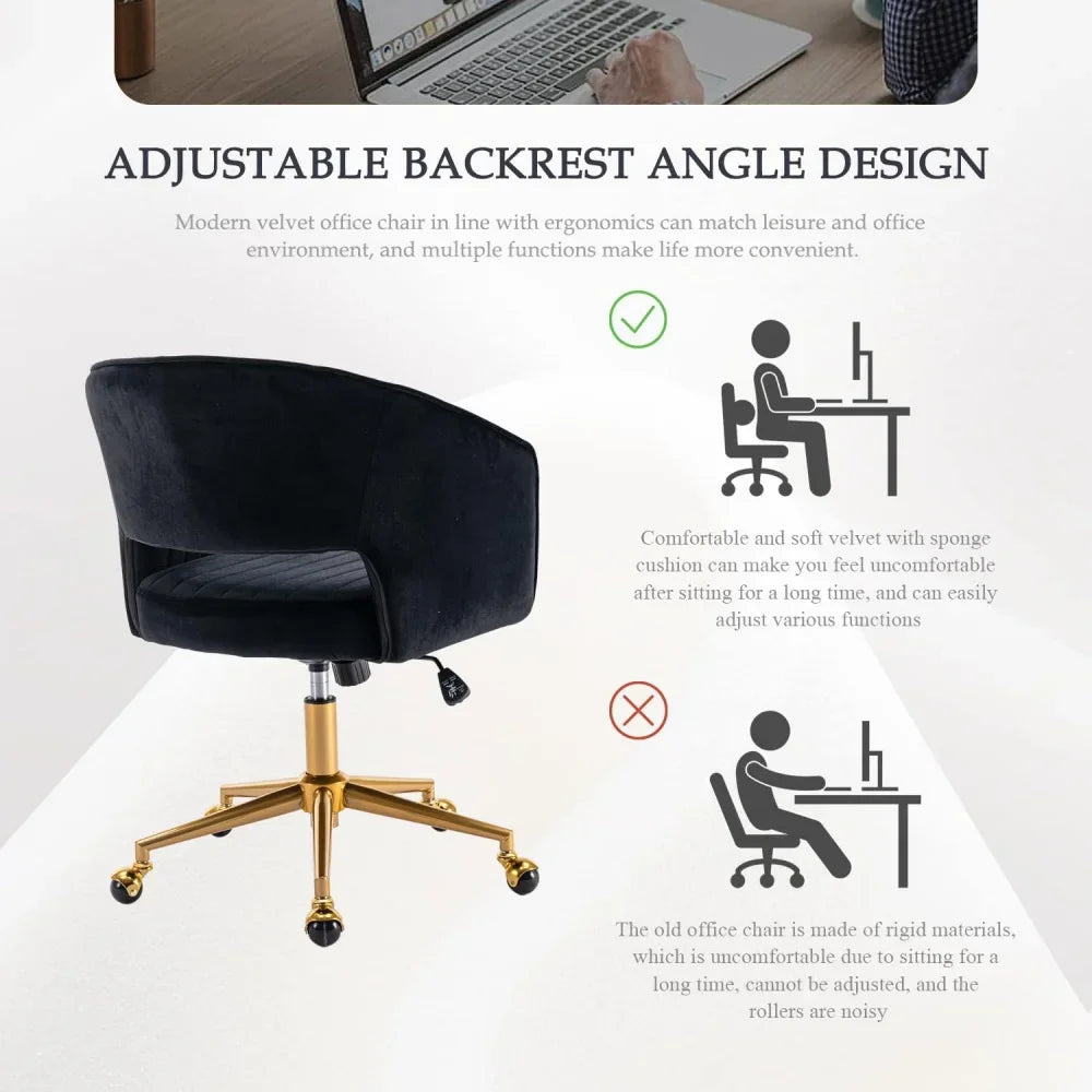Modern Adjustable Office Desk Chair Swivel Vanity Chair with Wheels