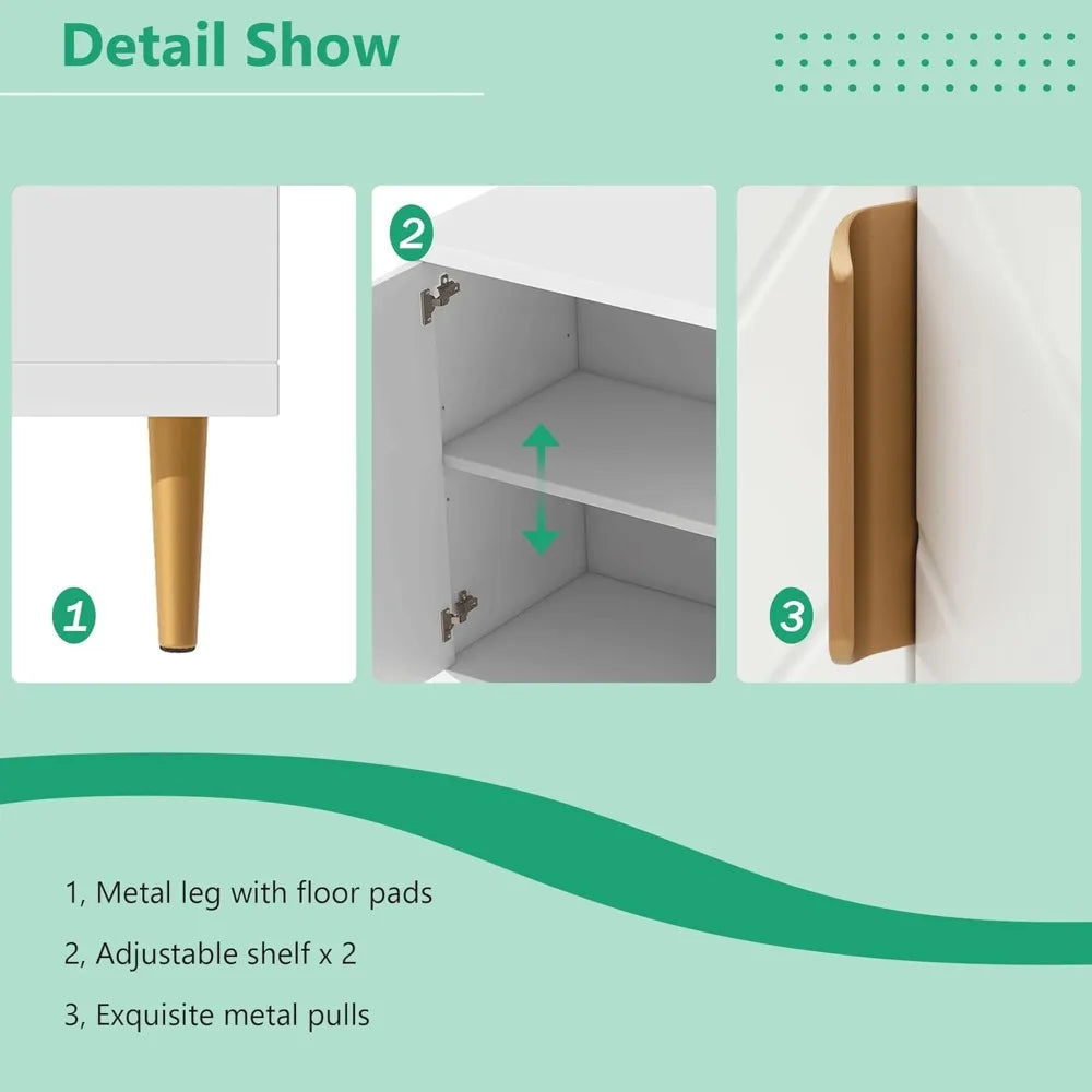 Modern Wooden TV Stand for 70-inch TVs Storage Buffet Console Table