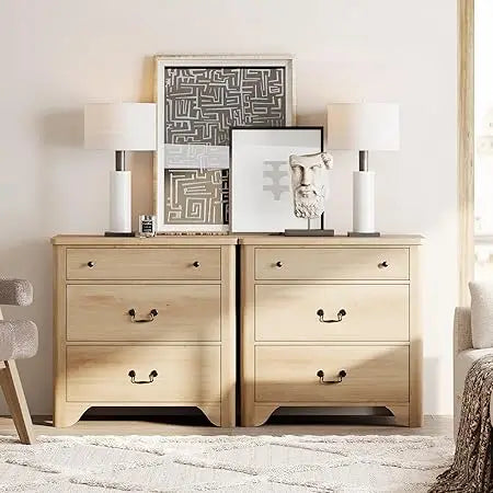 31.5" Wide End Tables Set of 2 Nightstand Large Storage Farmhouse Style