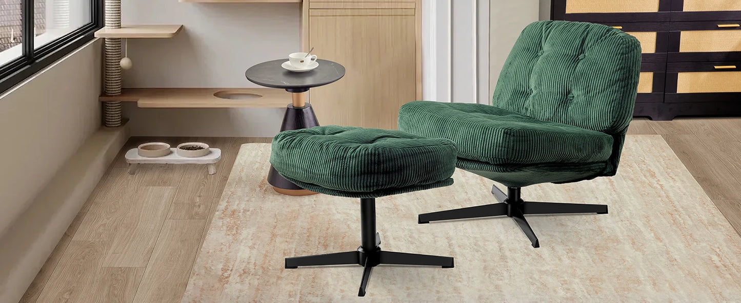 Ljustra Modern Foldable Accent Chair 360° Swivel Upholstered Lounge