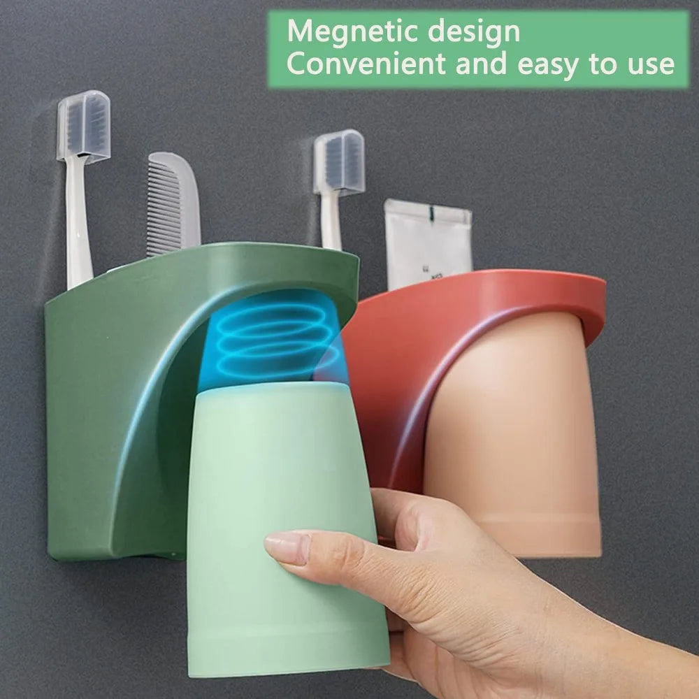 Magnetic Toothbrush Holder Wall Mounted Space Saving Bathroom Organizer