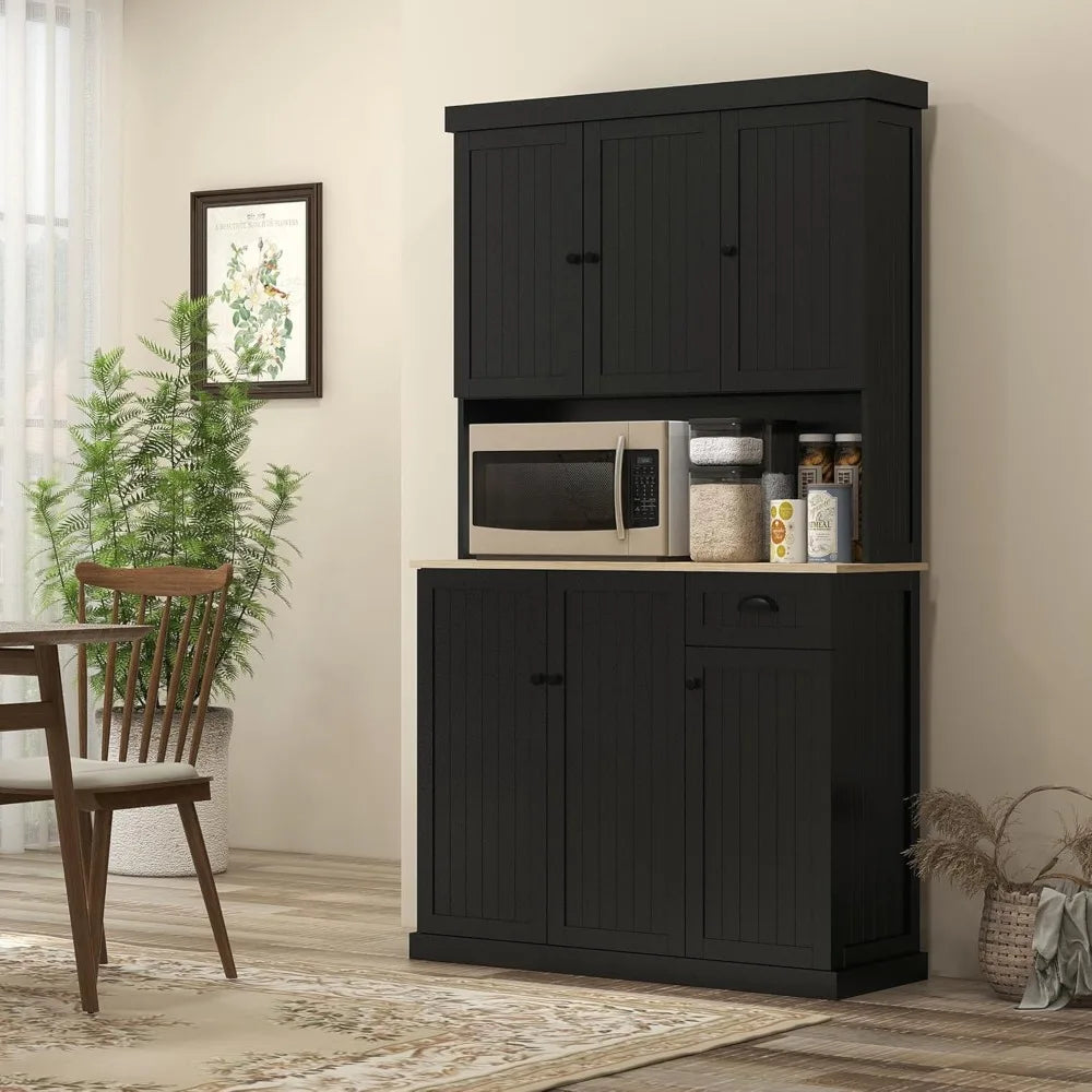 71 Inch Modern Farmhouse Buffet Hutch Kitchen Storage Cabinet