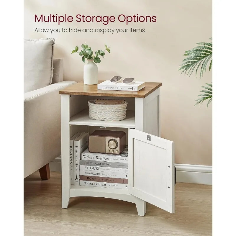 Ljustra Farmhouse Nightstand Set of 2 with Storage Barn Door Design