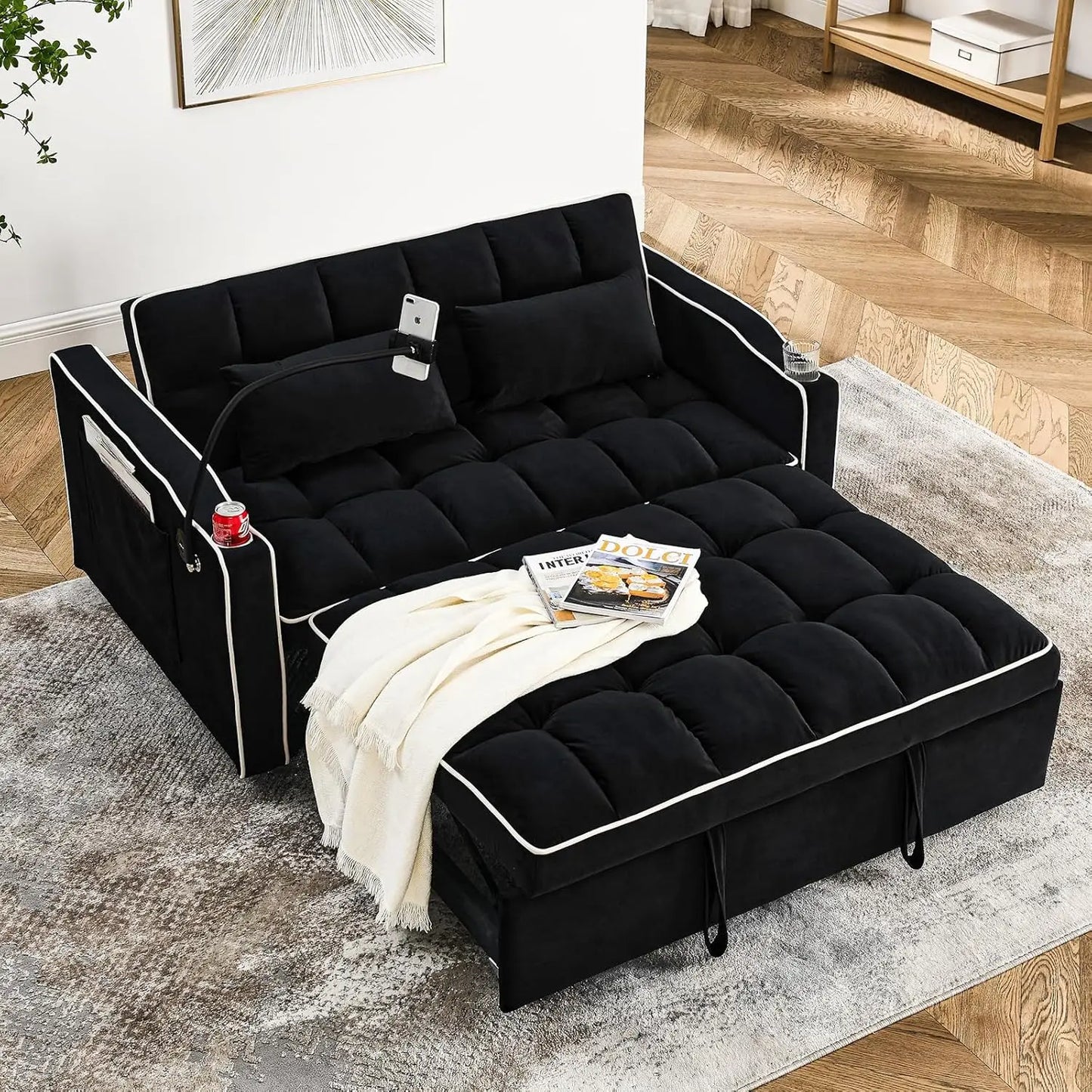 Ljustra 3-in-1 Convertible Sofa Bed Loveseat Sleeper Couch Adjustable Backrest