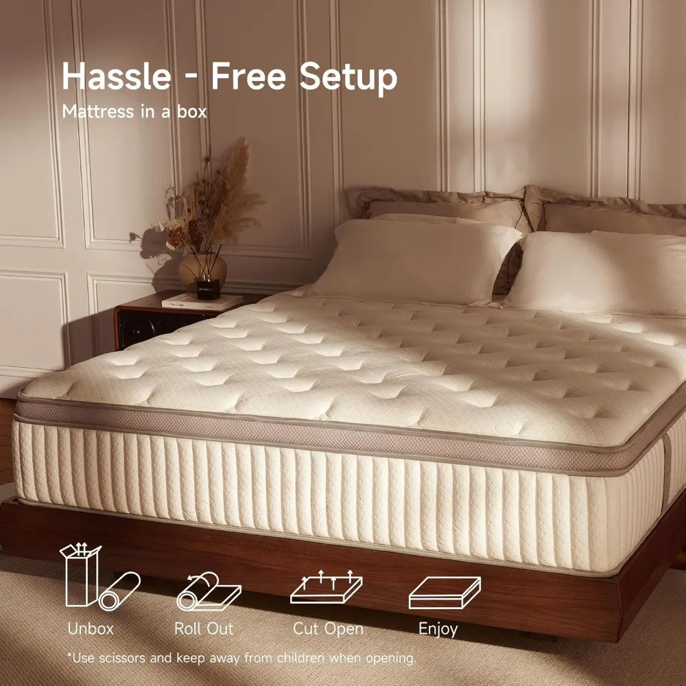 Ljustra Queen Mattress Cooling Gel Memory Foam Hybrid Pressure Relief