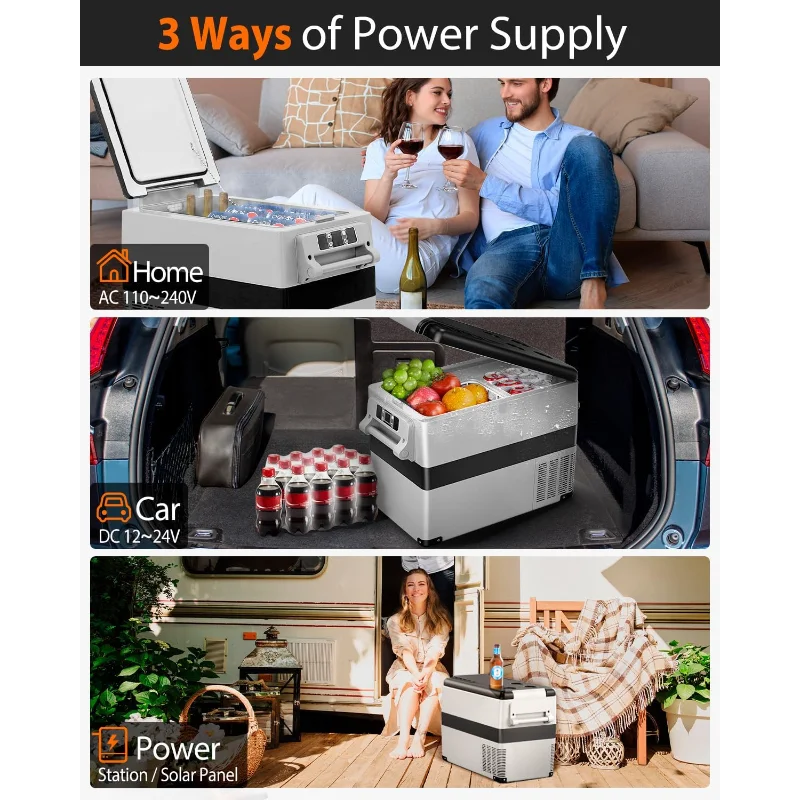 Portable 12V Refrigerator 48 Quart Electric Car Cooler for SUV RV Van