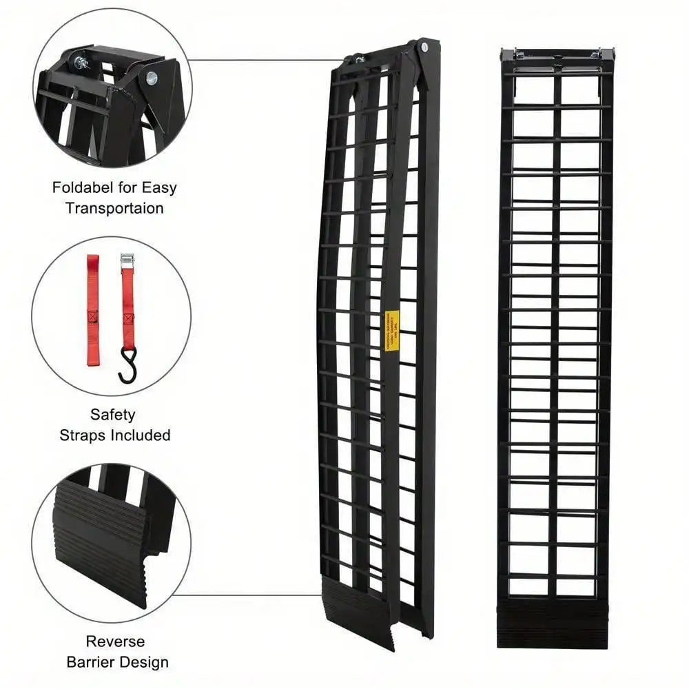 Pair of 10ft Lightweight Folding Aluminum Arch ATV Ramps 1200 lbs Capacity