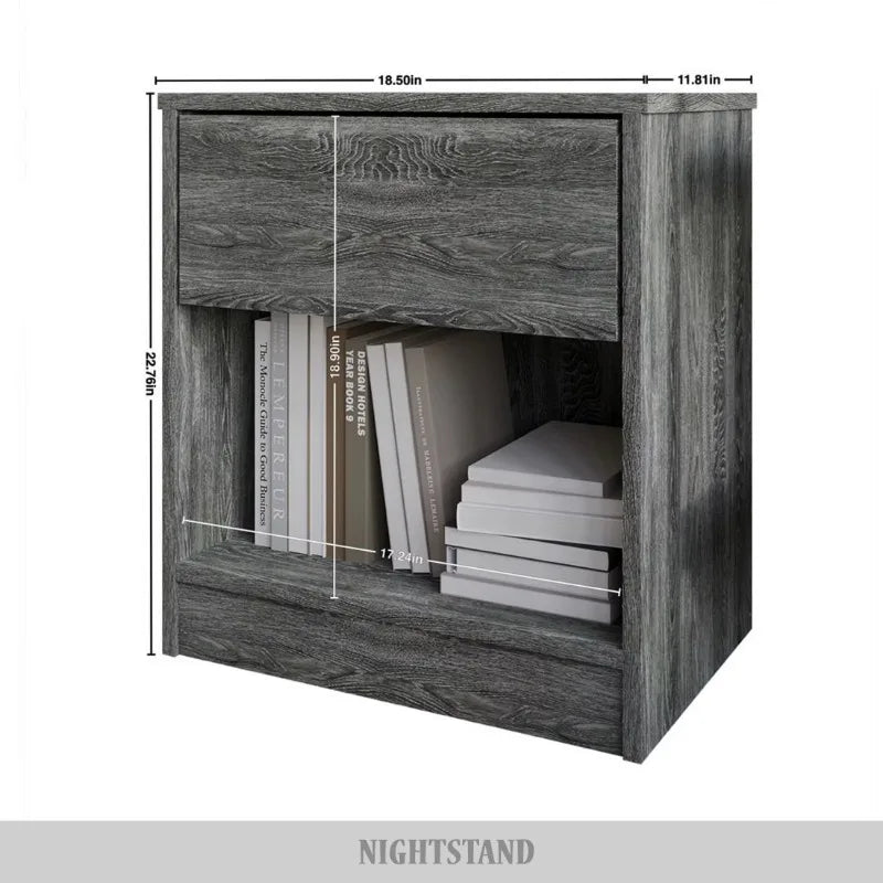 Versatile Wood Side Table Minimalist Nightstand with Drawer for Living Room