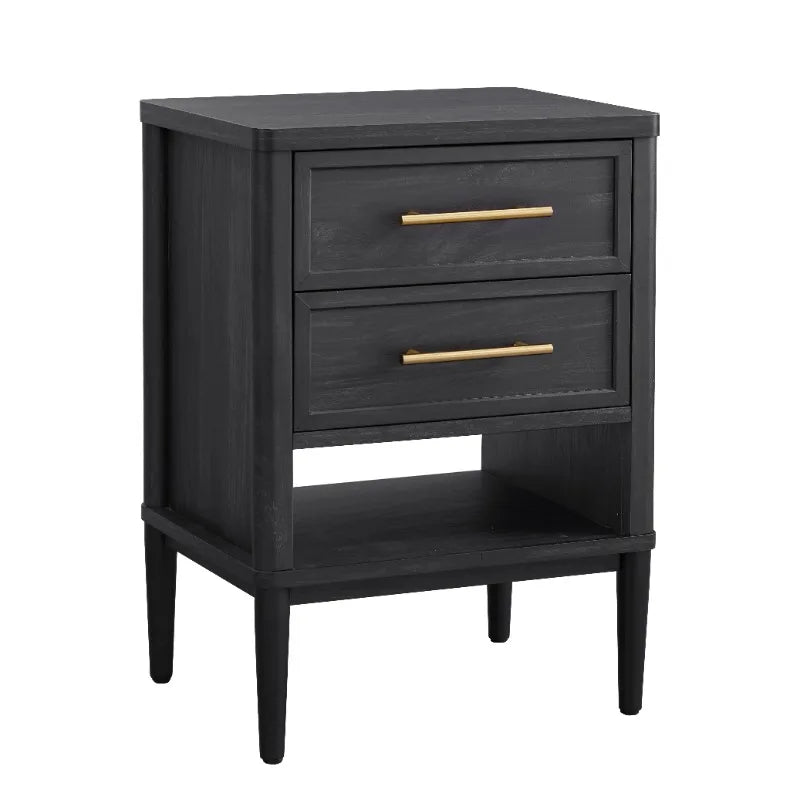 Oaklee 2 Drawer Nightstand Modern Home Furniture Storage Charcoal