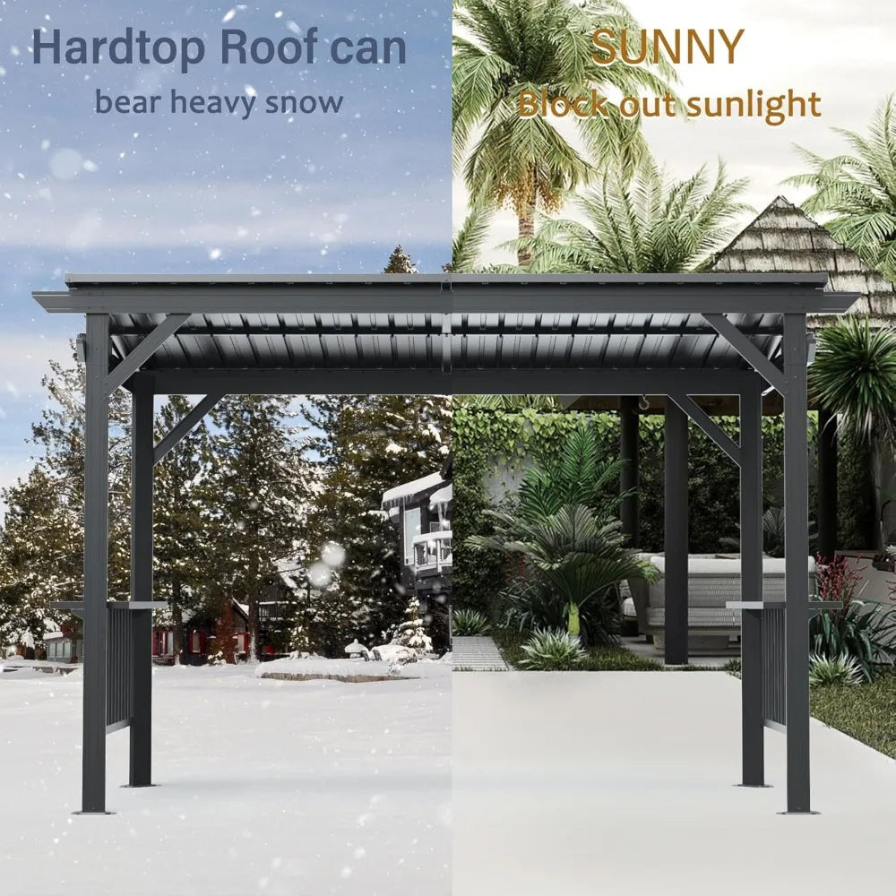 Domi 6.5x12FT Hardtop Grill Gazebo Outdoor BBQ Shelter with Shelves