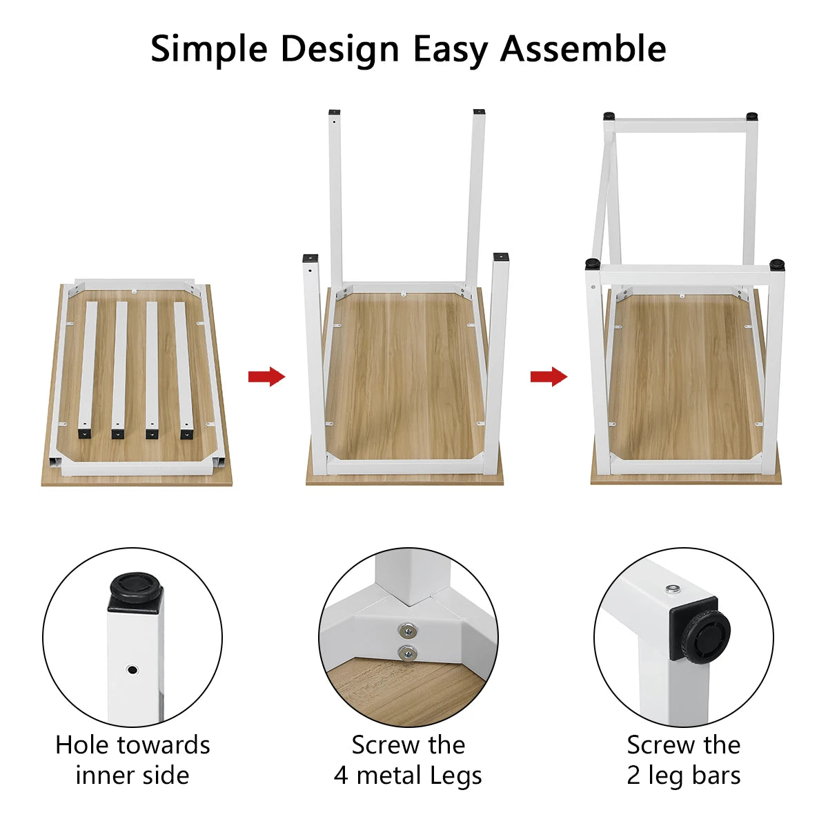 47 Inch Large Computer Desk Study Writing Office Desk for Home