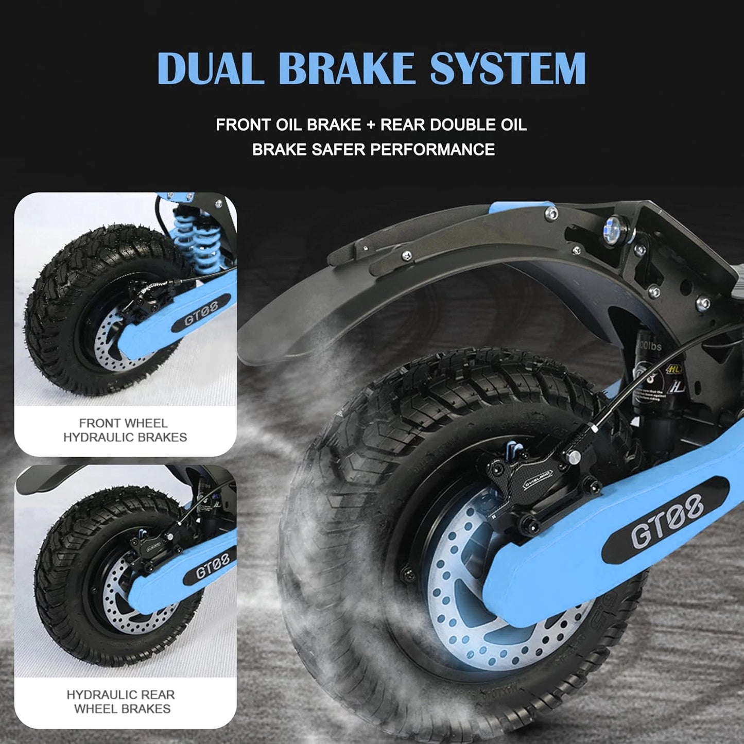 Ljustra GT08 Electric Scooter 5600W Dual Motor 46MPH 46Miles Off-Road