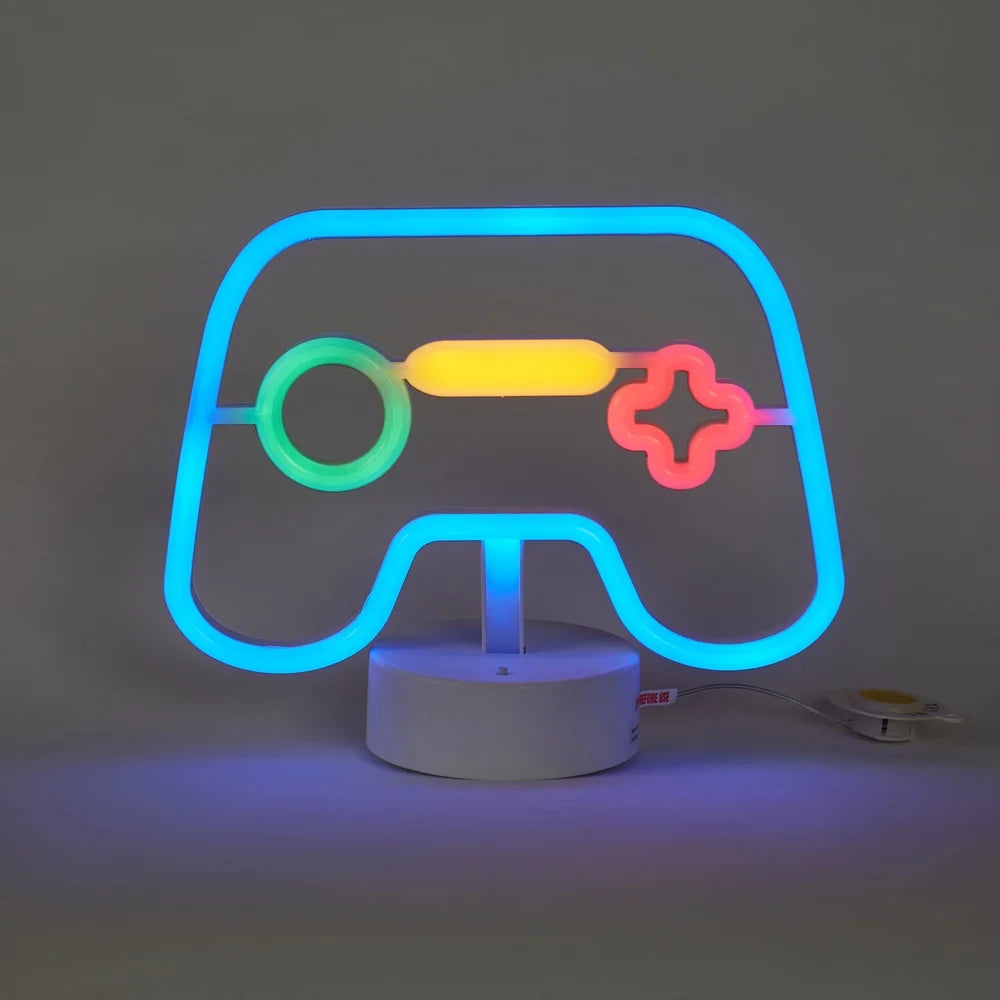 Neon LED Kids Lamp Gaming Controller Night Light Battery Operated