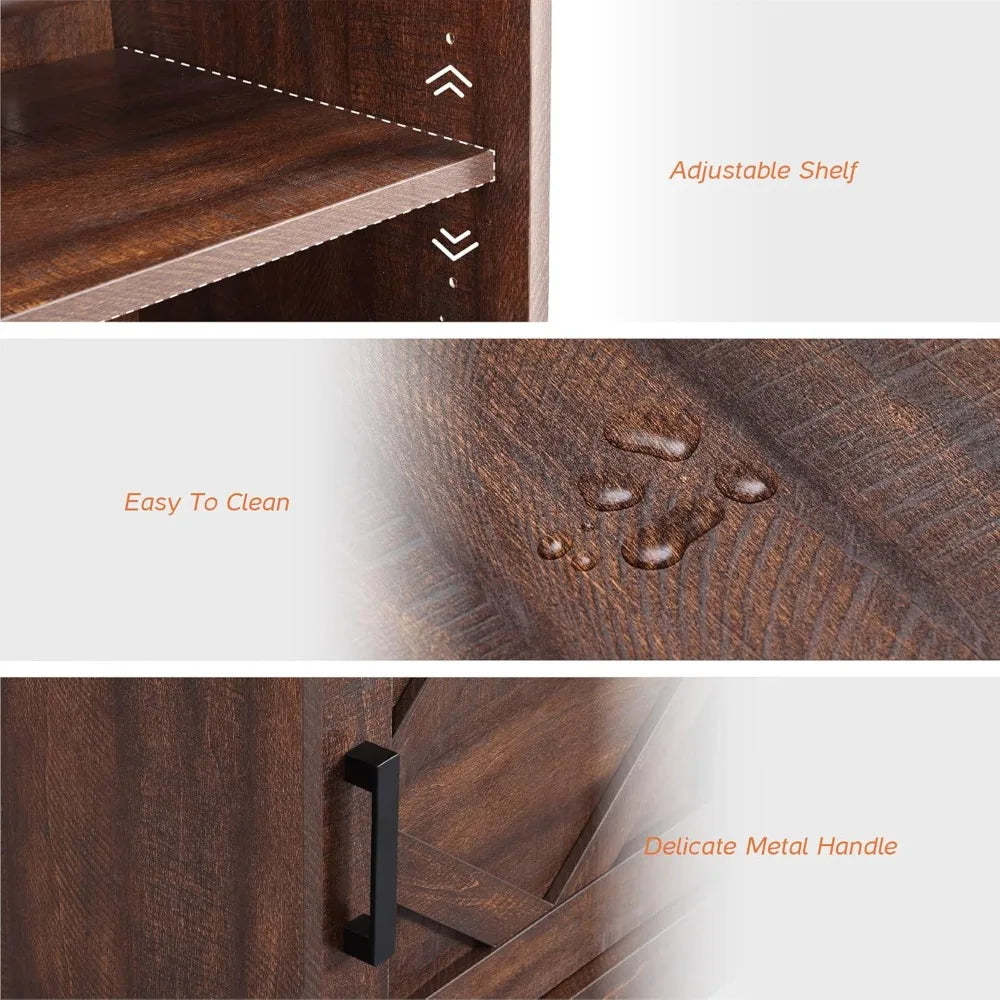 Farmhouse TV Stand for TVs up to 110" with Drawers Adjustable Shelves