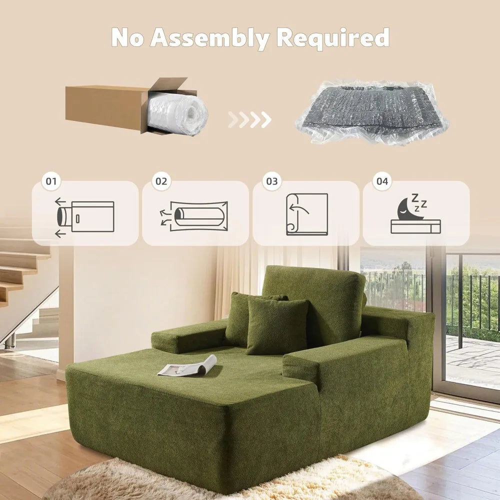 Oversized Chaise Lounge Chair Indoor Sleeper Couch Faux Fur Reading Chair