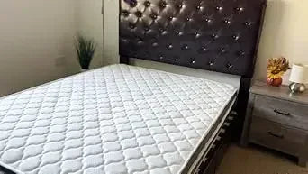 Ljustra King Size Platform Bed with 54 Inch Tall Headboard PU Leather