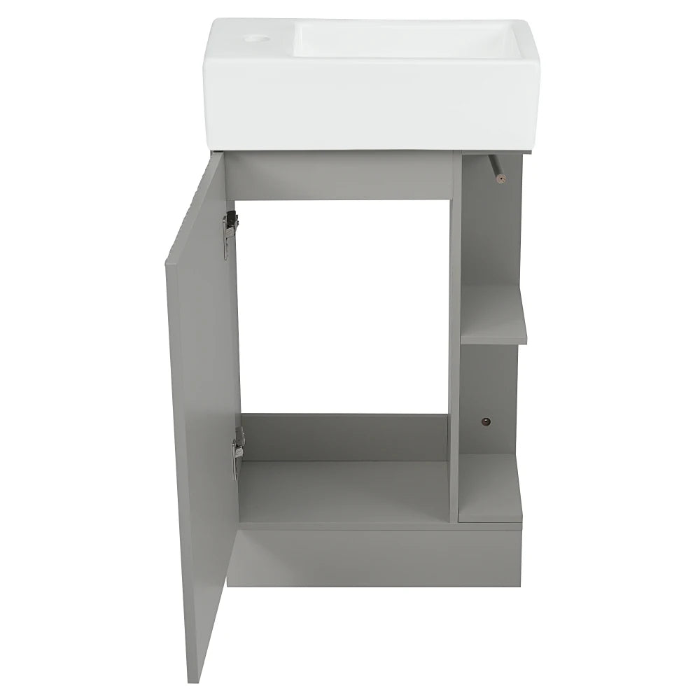 18.6 Inch Bathroom Vanity with Sink and Two-Tier Shelf Left Right Orientation
