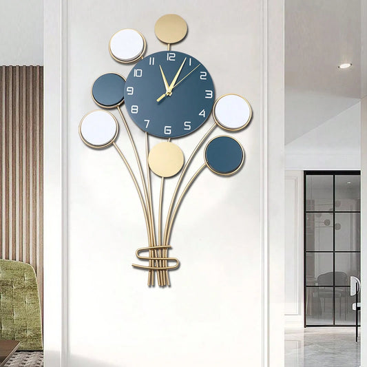 Large Silent Wall Clock Hot Air Balloon Decor Easy Install Modern Design