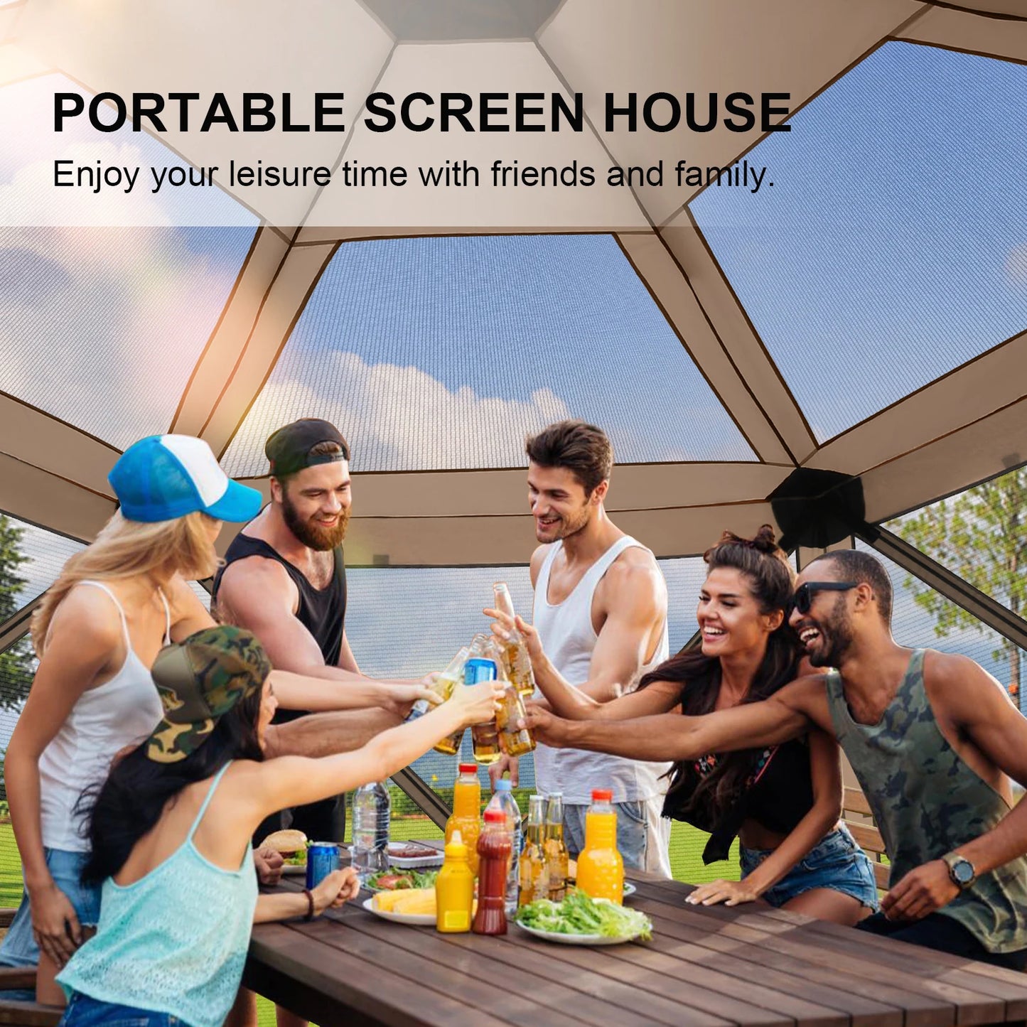 Ljustra Pop Up Gazebo Screen Tent 12x12 Camping with Removable Roof