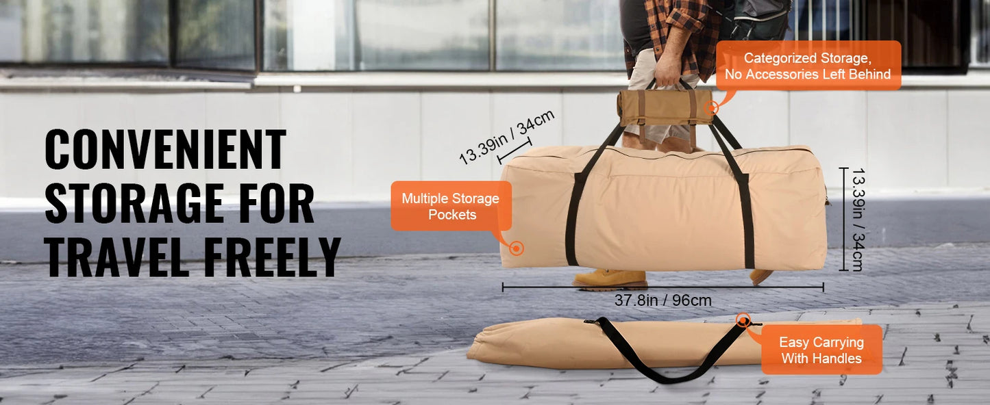 Ljustra Canvas Bell Tent 5m Yurt Tent for Camping with Stove 8 People