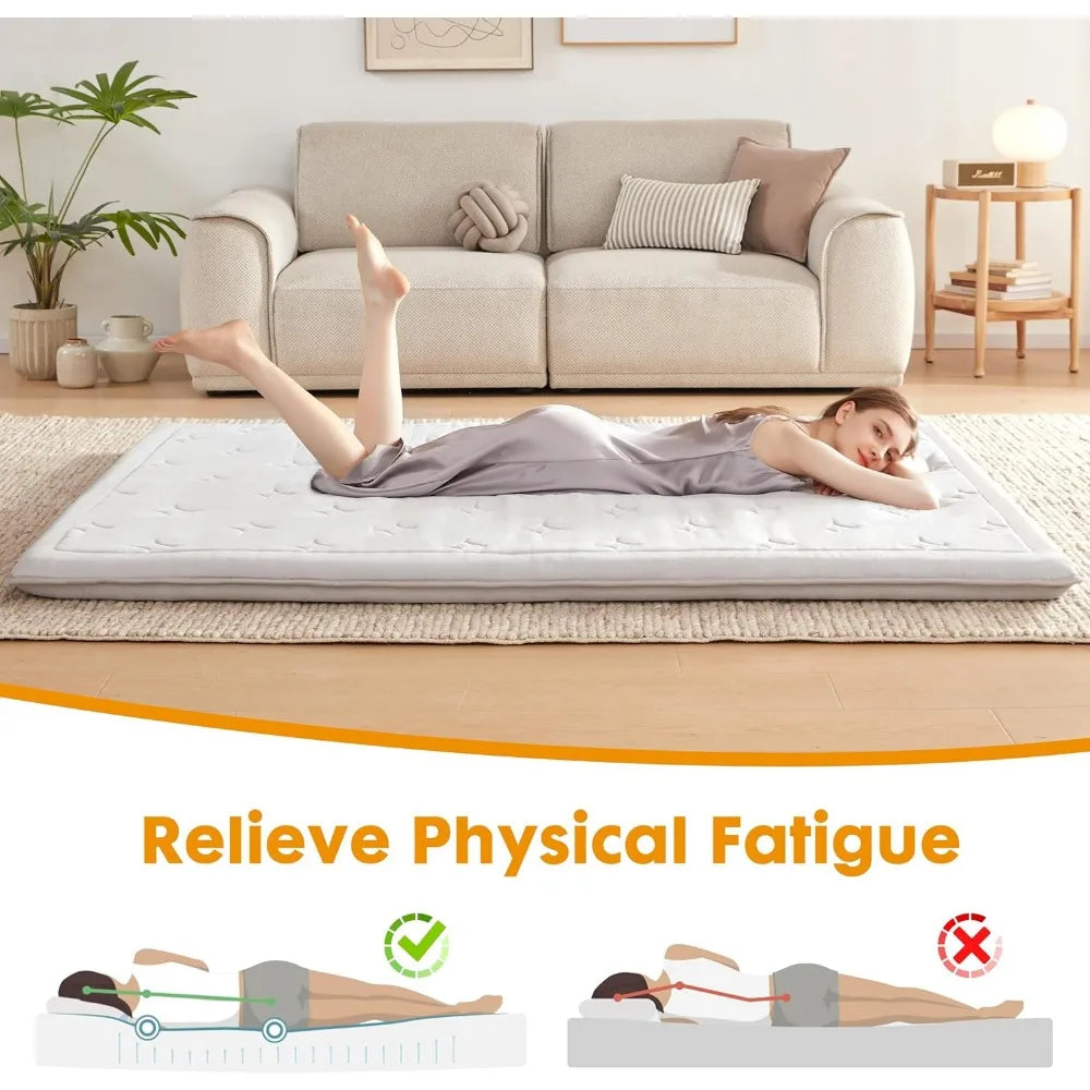 Ljustra Japanese Floor Mattress Topper 4 Inch Memory Foam Futon