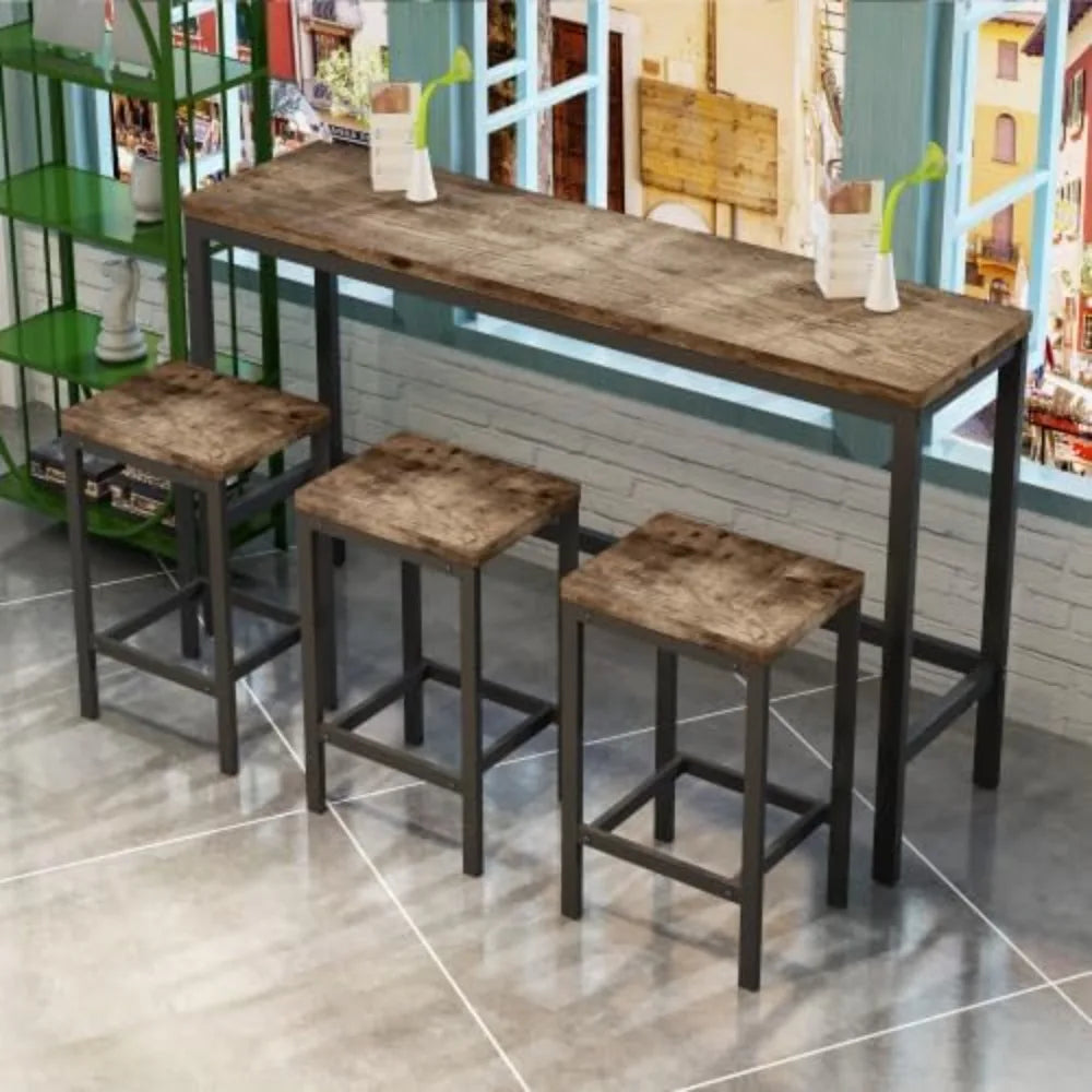 Ljustra Bar Table and Chairs Set 60.24” High Top Kitchen Dining Desk