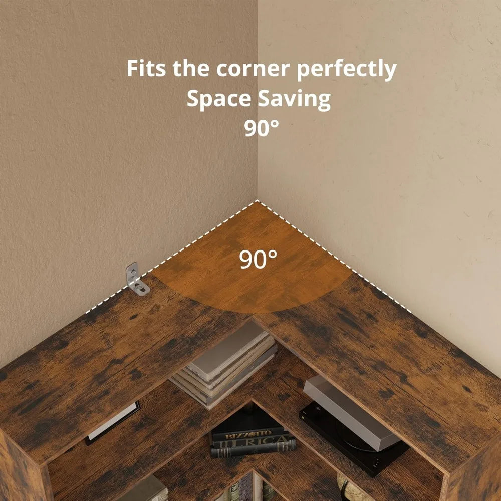 Corner Bookshelf 6 Tier Etagere Shelf Storage Rack Living Room Office