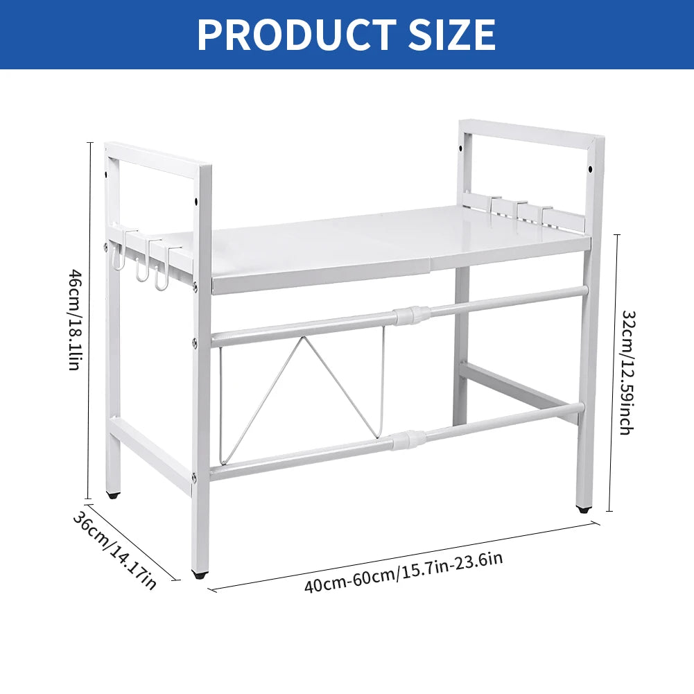 Kitchen Storage Rack Microwave Shelf Expandable Condiment Organizer