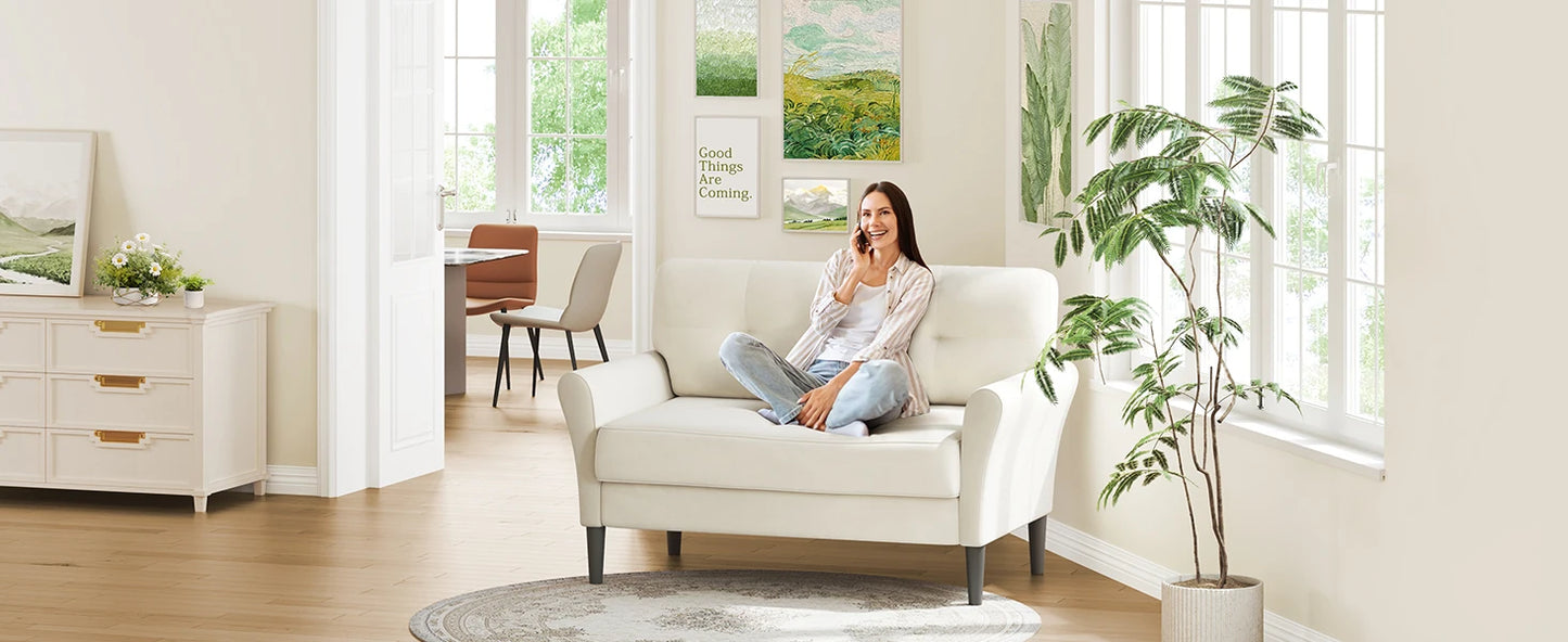 Ljustra 48 Inch Loveseat Sofa Velvet Couch Comfy for Living Room