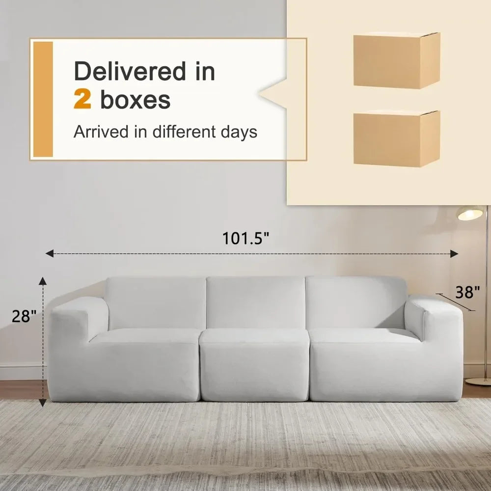 Modular Sectional Sofa 101 Inch Grey Polyester Couch Living Room