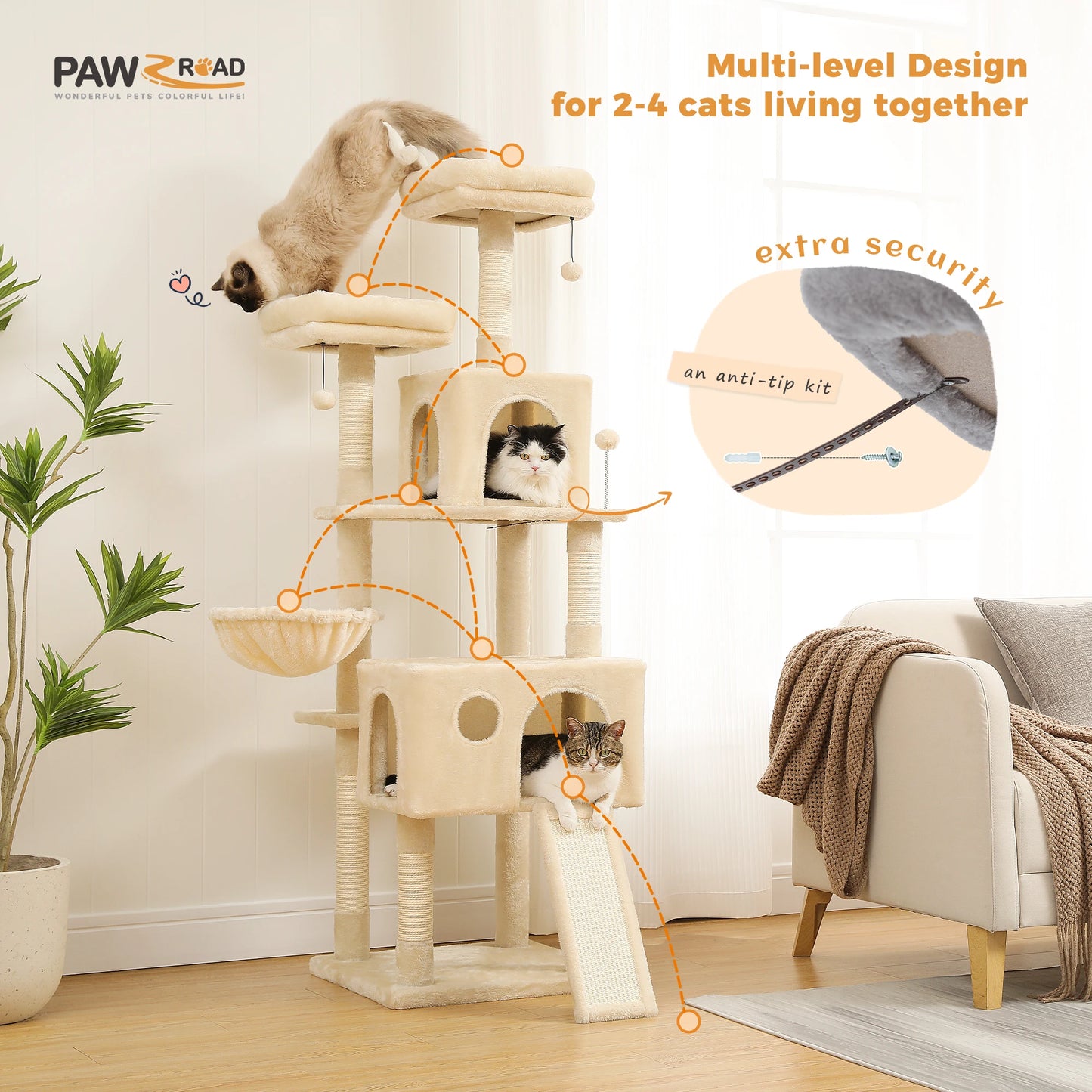 Luxury Cat Climbing Frame Multi-Layer Scratching Post Playground