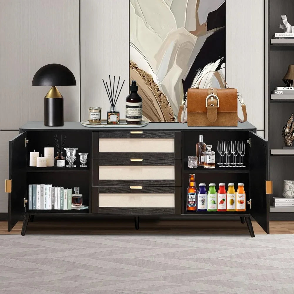 63 Inch Modern Buffet Cabinet Sideboard Storage with Drawers
