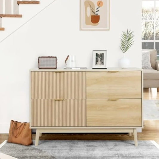 Modern 4 Drawer Dresser Farmhouse Storage Chest for Bedroom Living Room