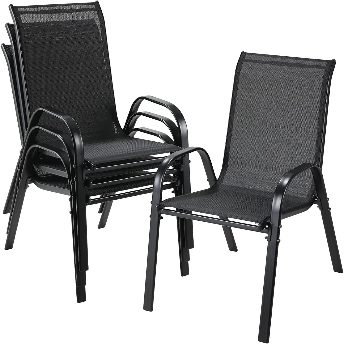 Ljustra 4PCS Garden Chairs Steel Iron High Back Outdoor Folding Chair Set