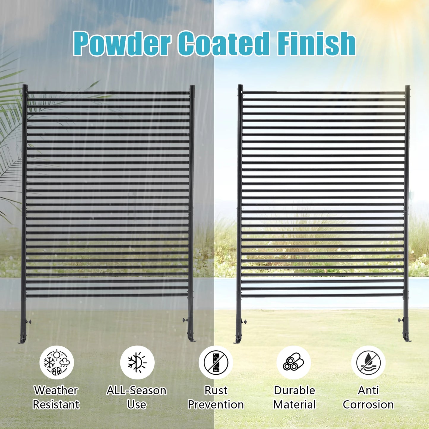 71.26x46.65 Outdoor Privacy Screens Freestanding Metal Fence Panels