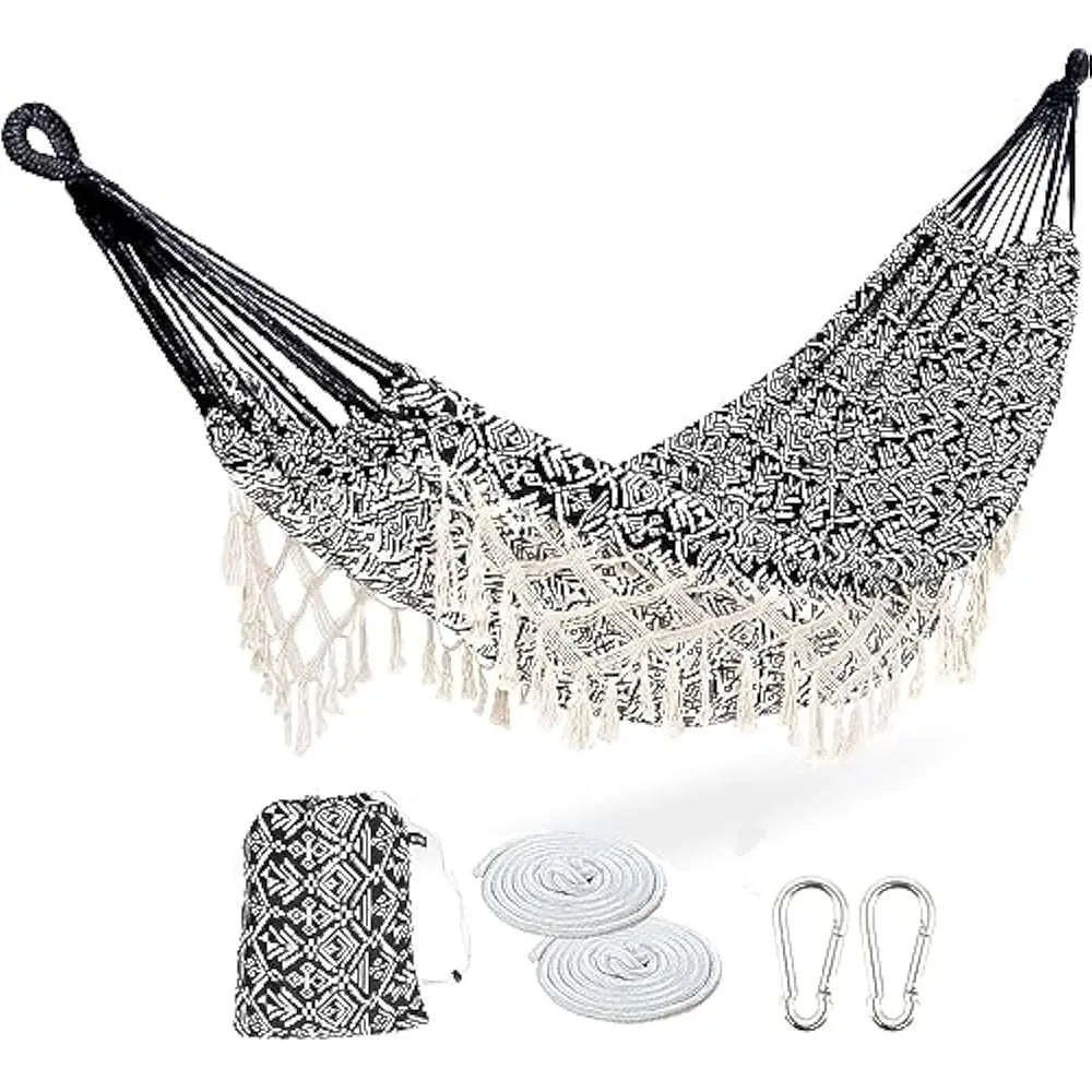 Portable Hammock with Tassel for Outdoor Indoor Use with Carry Bag