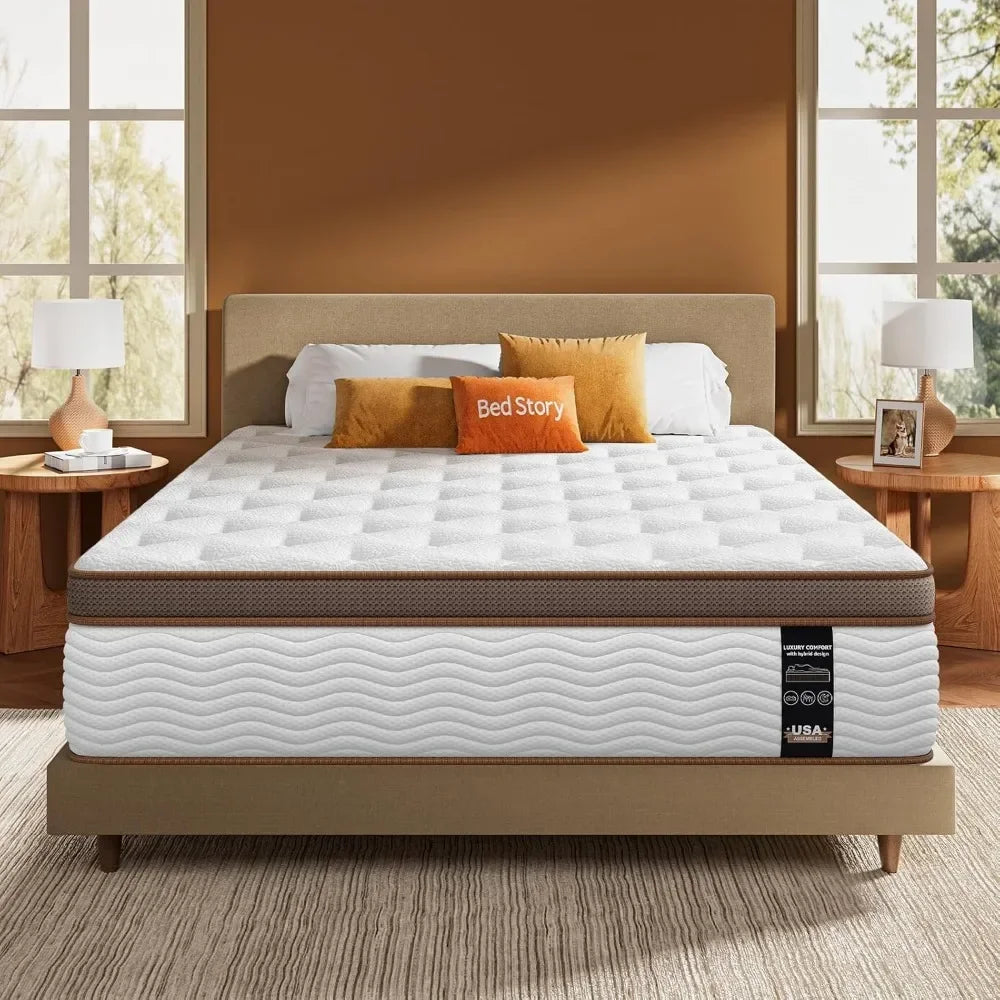 Ljustra Premium Queen Mattress 14 Inch Hybrid Pain Relief Motion Isolation