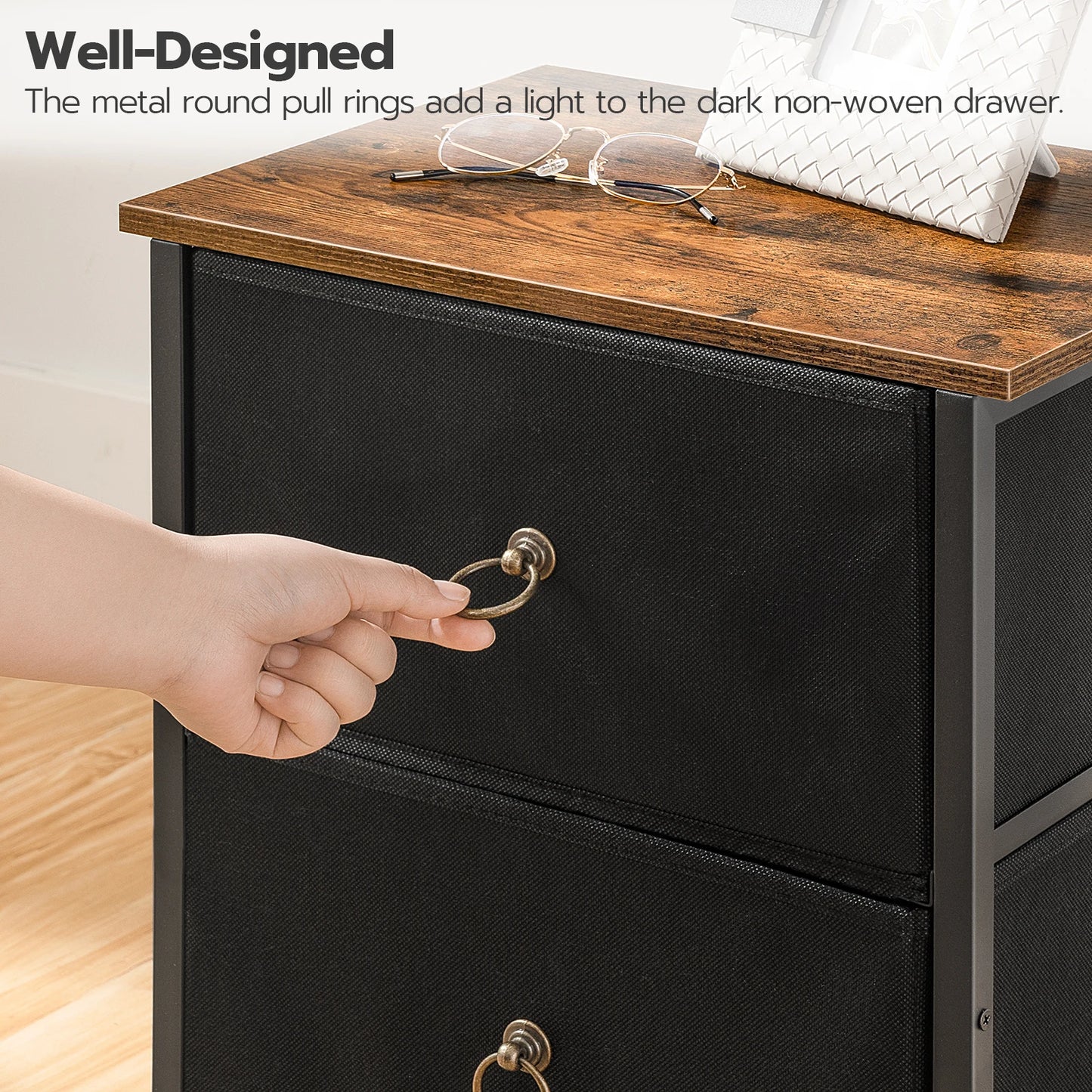 Ljustra Nightstand Set of 2 Modern 2 Drawer Night Tables Bedroom Furniture