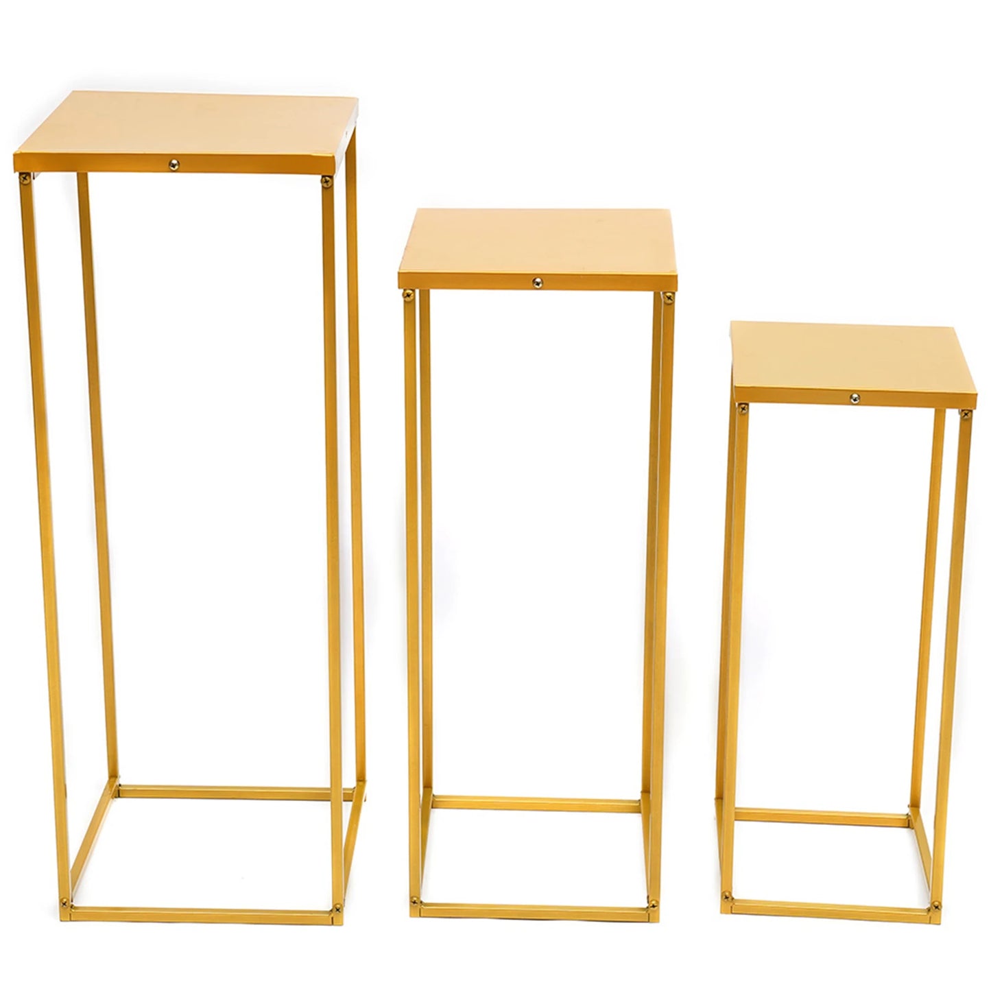 Set of 3 Metal Square Flower Stands Plant Holders for Home Wedding Decor