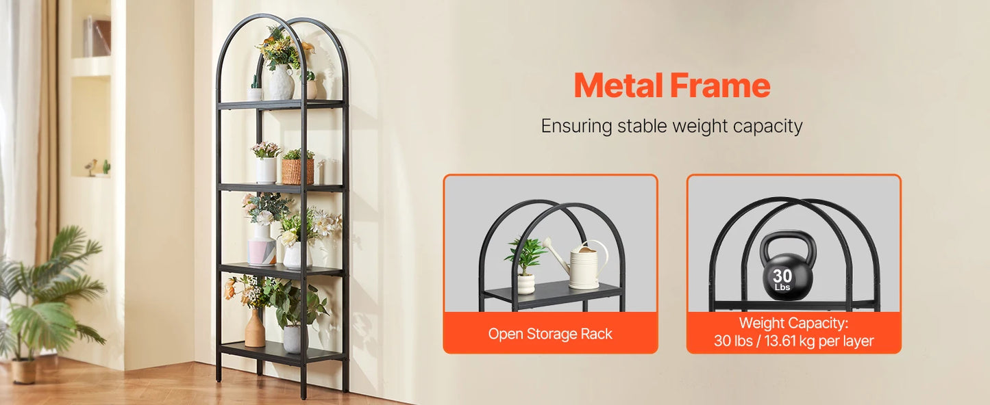 Ljustra Metal Bookshelf 4 Tier Industrial Rustic Open Shelf Storage Unit