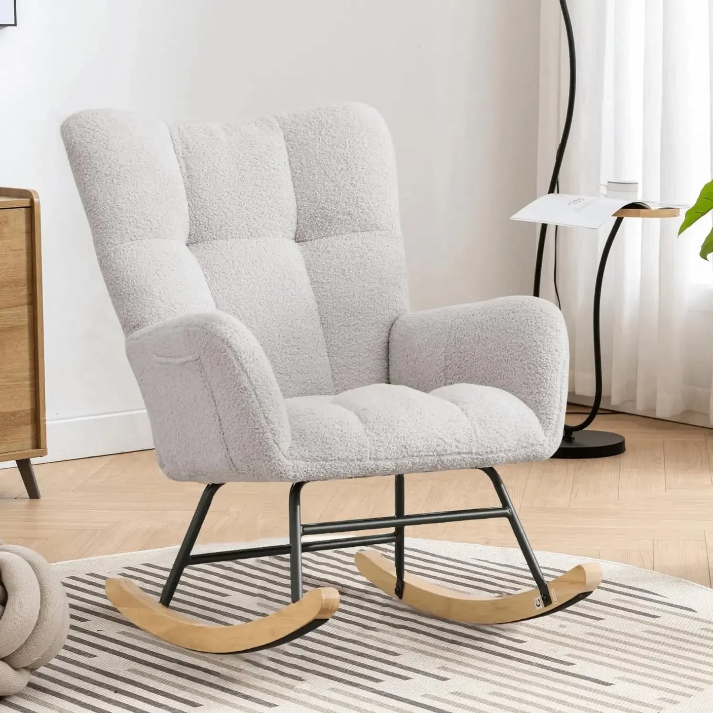 Ljustra Nursery Rocking Chair Teddy Upholstered Glider Accent Chair