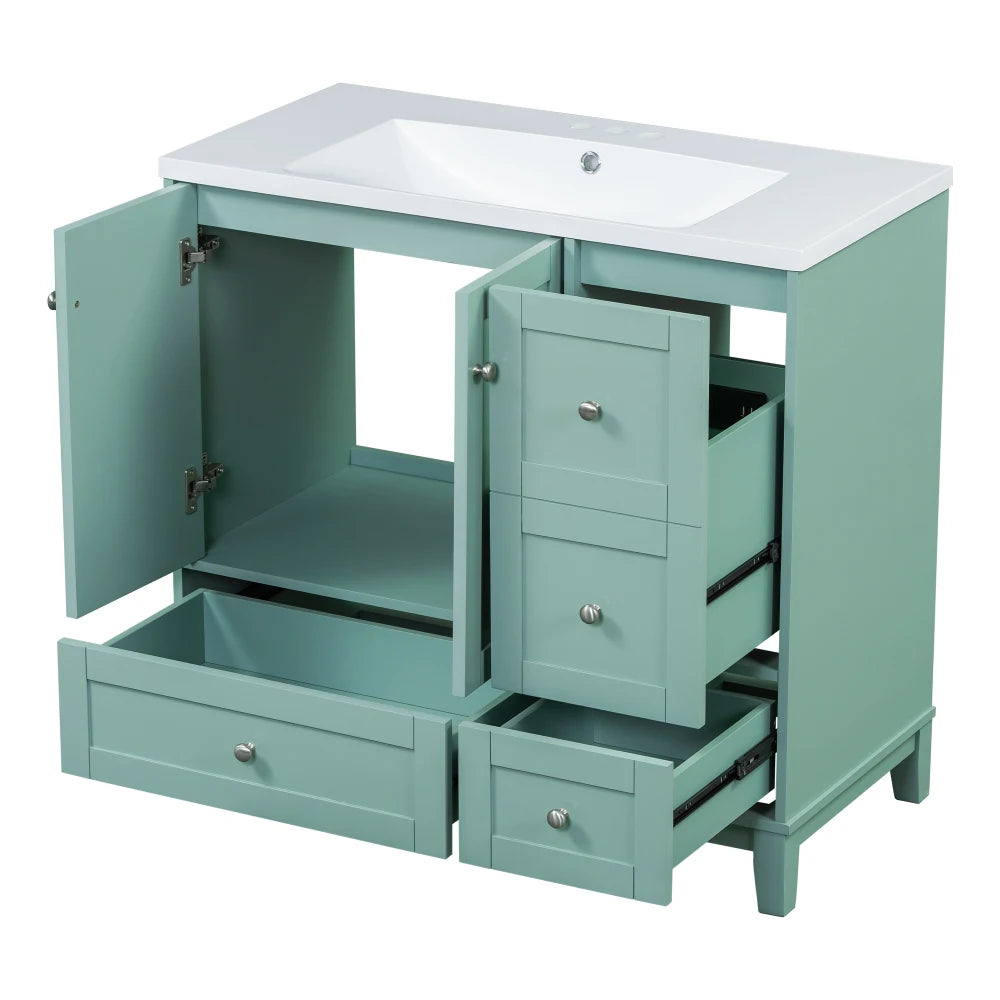 36 Inch Modern Bathroom Vanity with USB Charging and Ample Storage
