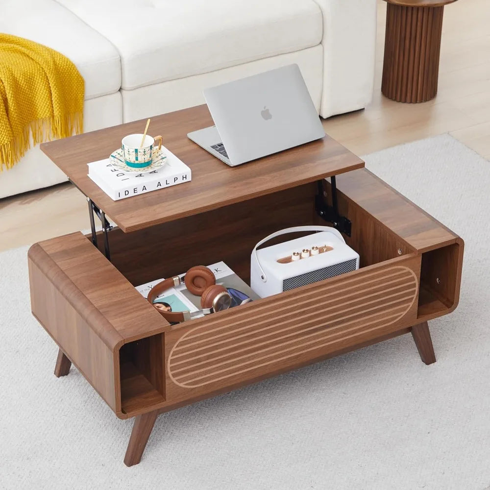 Small Lift Top Coffee Table with Hidden Compartment Modern Storage