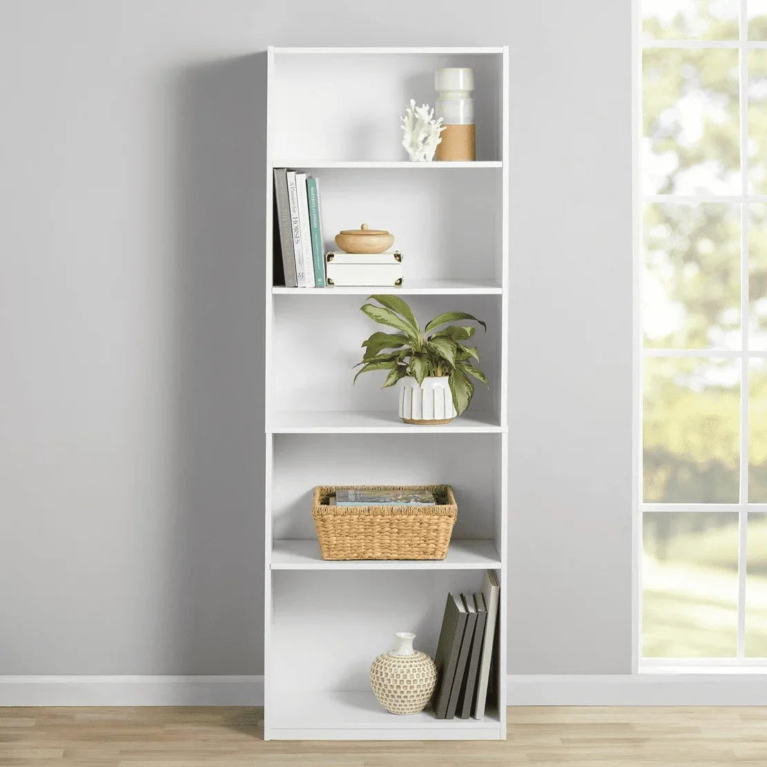 5-Shelf Bookcase Adjustable Shelves Modern Storage Solution