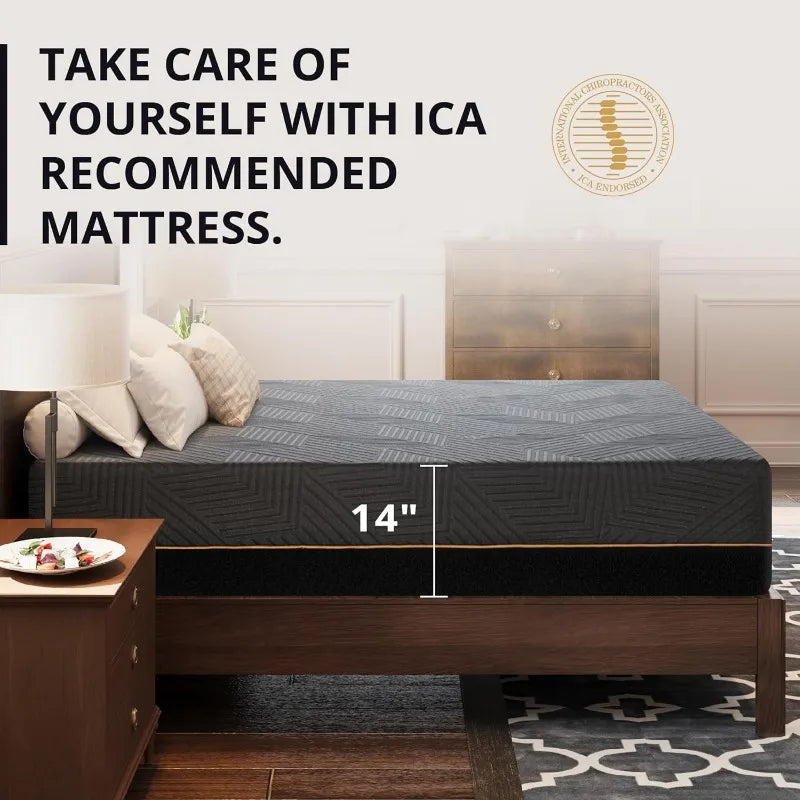 Ljustra Queen Mattress 14 Inch Memory Foam Pocket Spring Bed Comfort