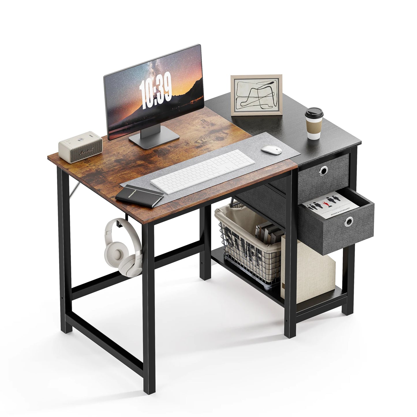 Ljustra 55 Inch Computer Desk With Drawers Home Office Writing Desk