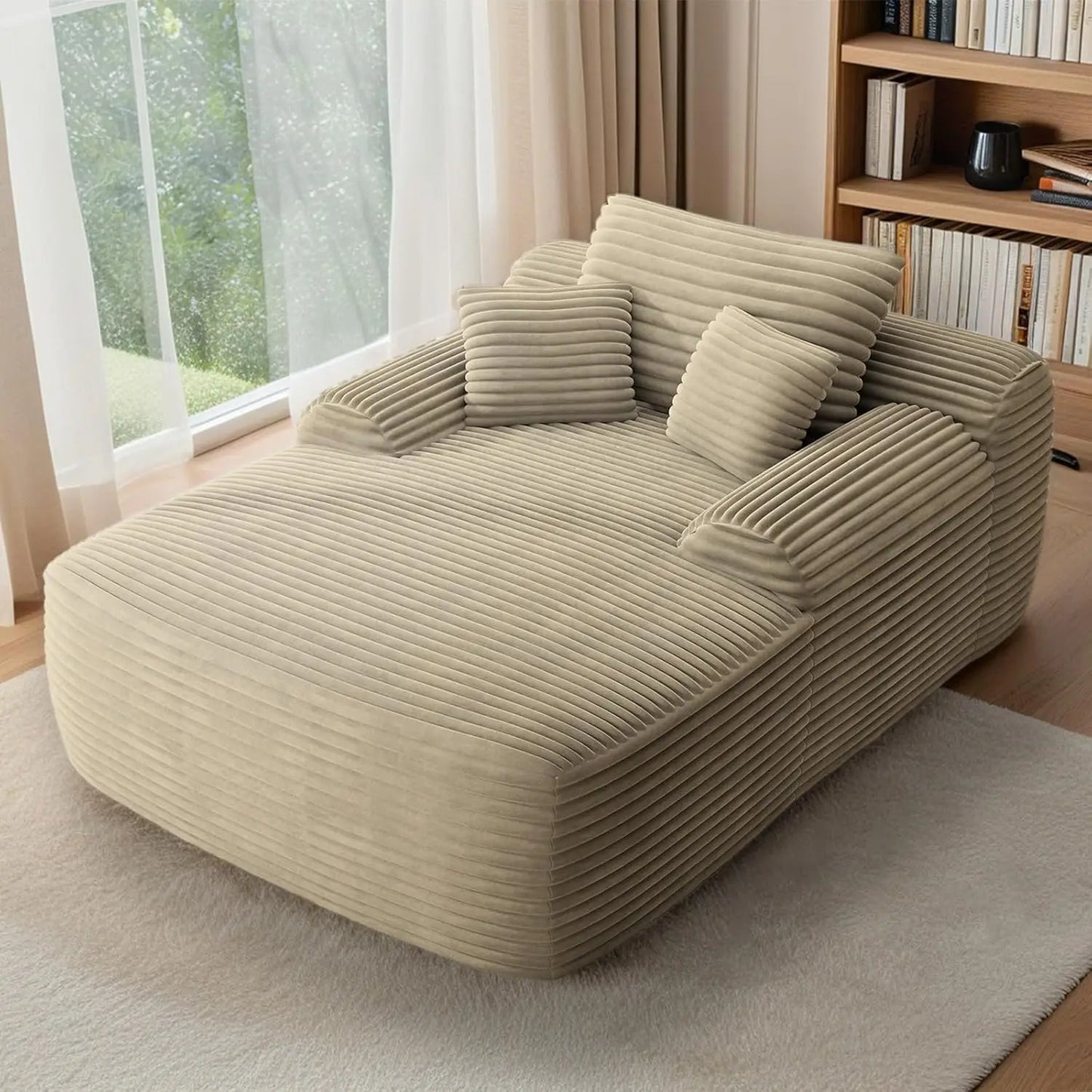 68 Inch Chaise Lounge Chair Indoor Plush Cloud Couch Oversized Sofa Bed