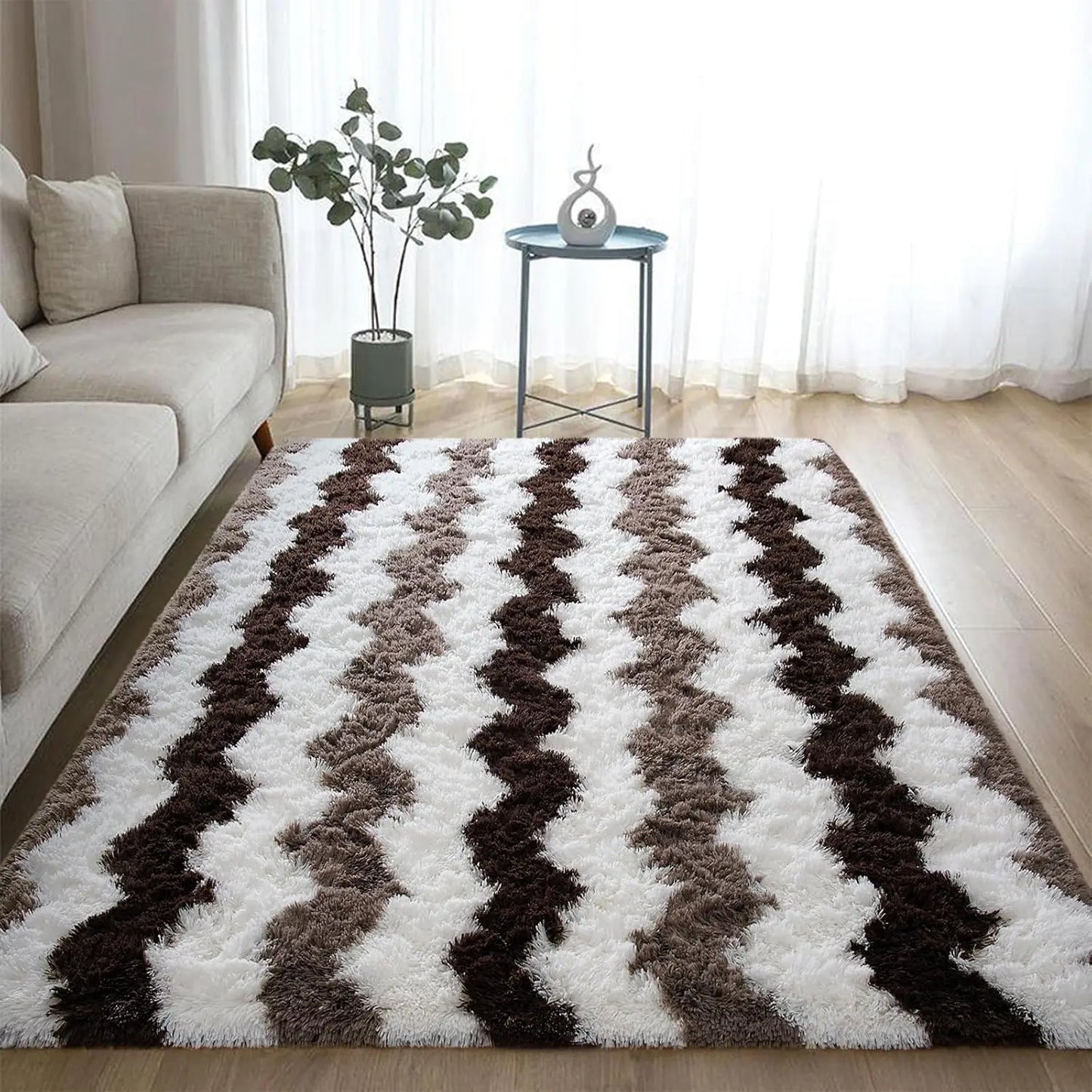 Soft Shaggy Plush Area Rug for Living Room Bedroom Modern Home Decor 5x8ft