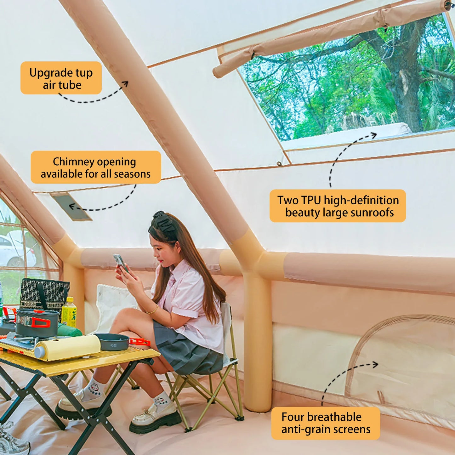 8-10 Person Inflatable Tent Camping Large Easy Setup Waterproof Tent